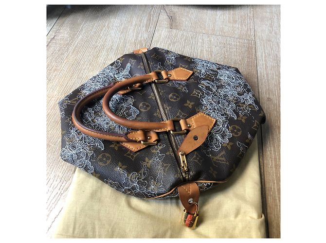 Louis Vuitton Edizione speciale Speedy bag (sprouse) Argento Beige Marrone scuro - vista 14