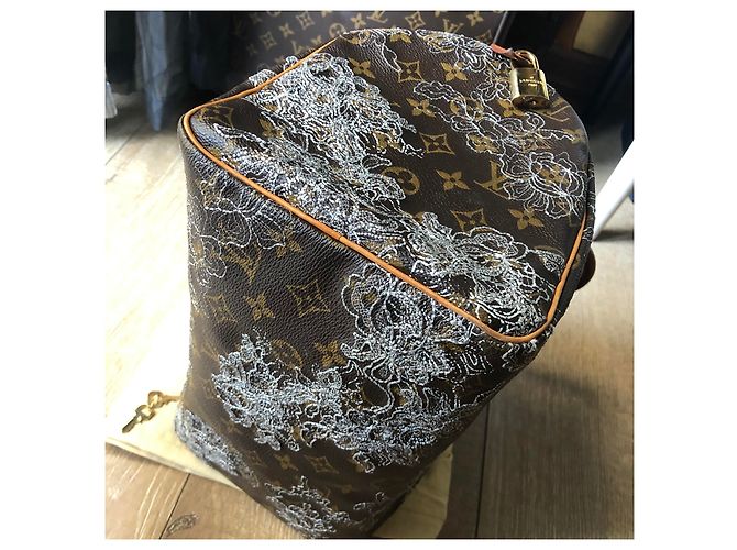 Louis Vuitton Edizione speciale Speedy bag (sprouse) Argento Beige Marrone scuro - vista 3