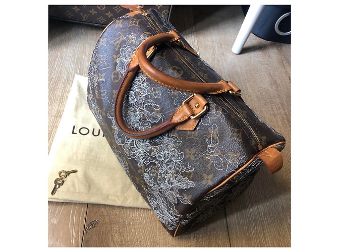 Louis Vuitton Edizione speciale Speedy bag (sprouse) Argento Beige Marrone scuro - vista 5