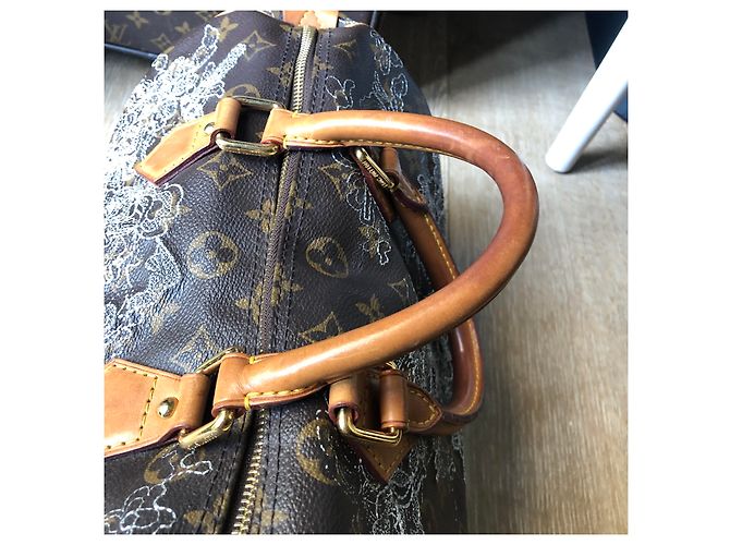 Louis Vuitton Edizione speciale Speedy bag (sprouse) Argento Beige Marrone scuro - vista 6