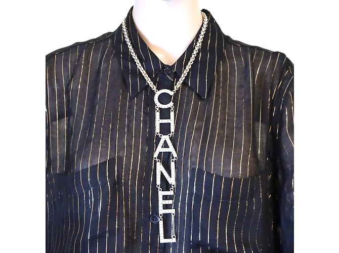 Collar Chanel Gold CC con cristales deletreados Dorado - vista 2