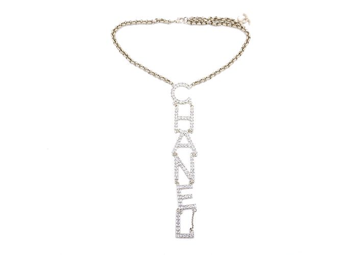 Collar Chanel Gold CC con cristales deletreados Dorado - vista 4