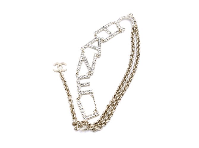 Collar Chanel Gold CC con cristales deletreados Dorado - vista 5