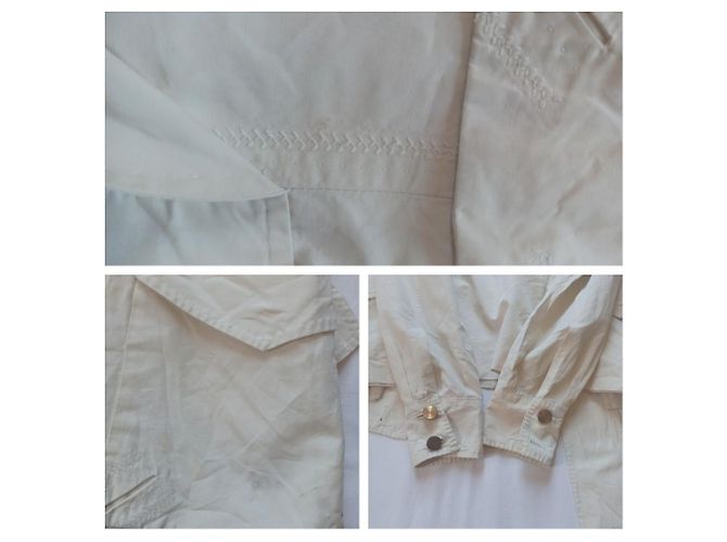 Giacca sahariana Gucci color eggshell in seta e cotone Bianco sporco - vista 3
