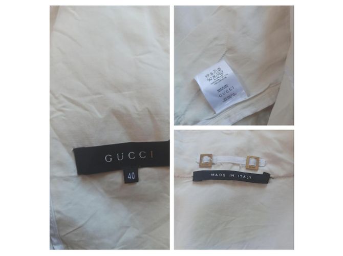 Giacca sahariana Gucci color eggshell in seta e cotone Bianco sporco - vista 4