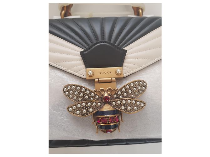 Autre Marque Borsa Gucci Margaret Queen in pelle nera e bianca Nero Bianco - vista 2