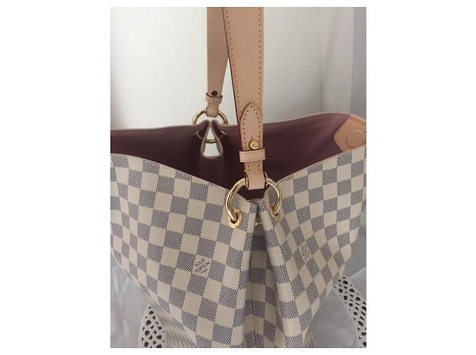 Louis Vuitton GRACEFUL BAG Damier Azur Canvas MM Bianco sporco - vista 3