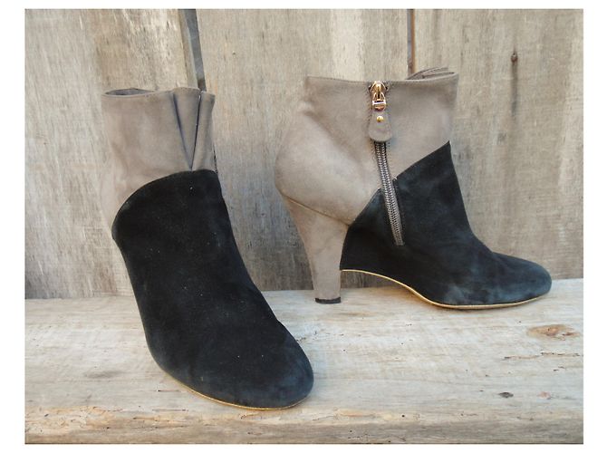 Botas Salvatore Ferragamo p 39,5 Negro Beige - vista 4