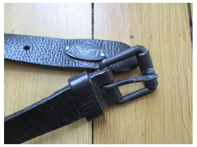 Armani Jeans Schwarzer Ledergürtel, Taille 70/85. - Ansicht 3