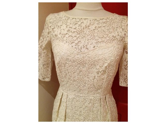Autre Marque Vestido Héroïnes Koline Marfil Encaje Algodón Nailon Blanco roto - vista 2