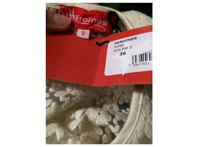 Autre Marque Vestido Héroïnes Koline Marfil Encaje Algodón Nailon Blanco roto - vista 8