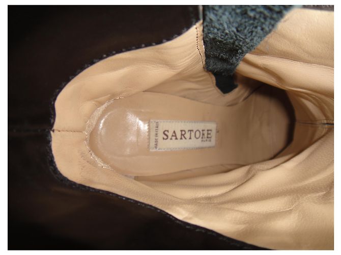 Botas Sartore de piel negras 37.5 Negro - vista 2