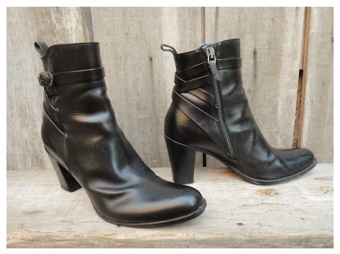 Botas Sartore de piel negras 37.5 Negro - vista 3