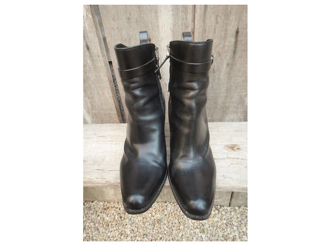 Botas Sartore de piel negras 37.5 Negro - vista 4