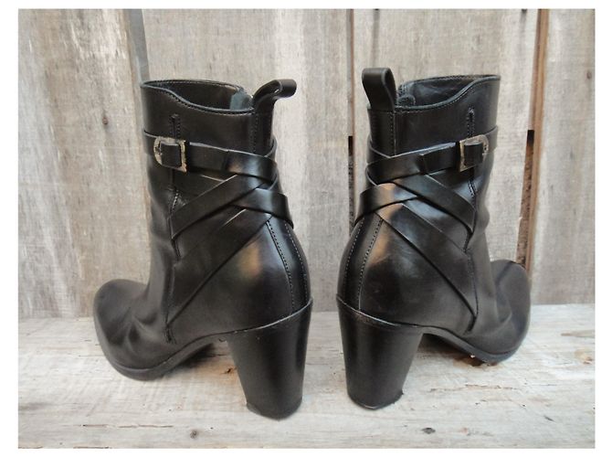 Botas Sartore de piel negras 37.5 Negro - vista 5
