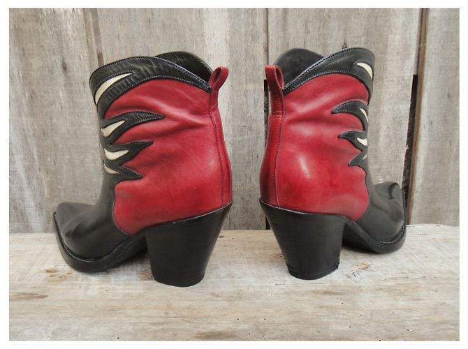 Stivali Western Sartore in pelle nero e rosso 35 IT - vista 5