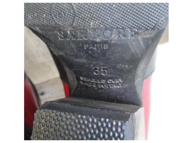 Stivali Western Sartore in pelle nero e rosso 35 IT - vista 7