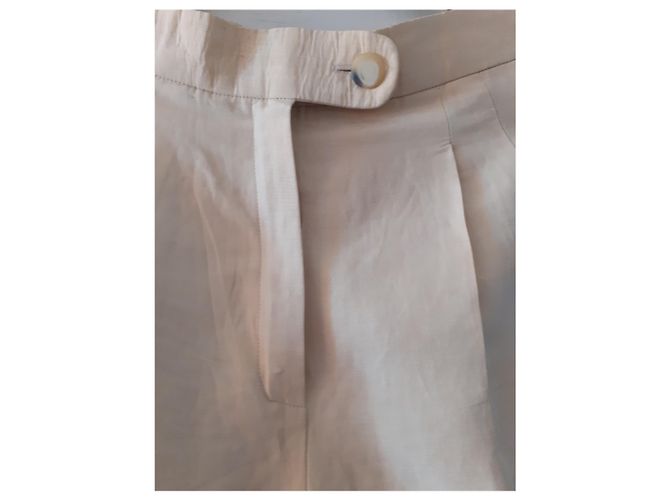 Calça Laurèl de seda e linho Areia - vista 3