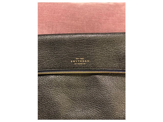 Pochette Smythson in pelle di capra granulata nera Nero - vista 2