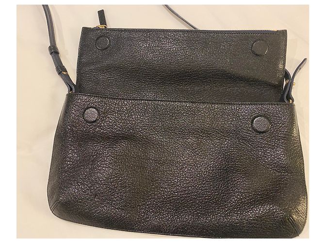 Pochette Smythson in pelle di capra granulata nera Nero - vista 3