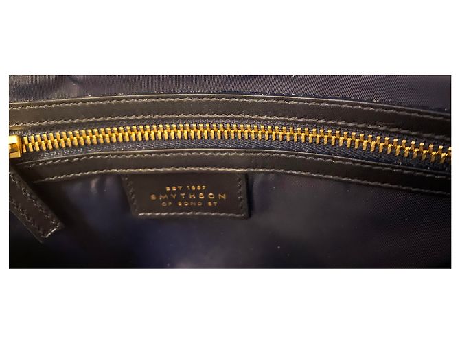 Pochette Smythson in pelle di capra granulata nera Nero - vista 4