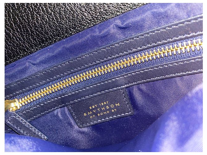Pochette Smythson in pelle di capra granulata nera Nero - vista 5