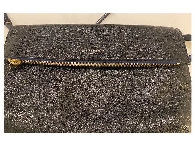 Pochette Smythson in pelle di capra granulata nera Nero - vista 6