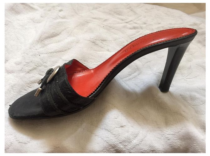 Yves Saint Laurent Vintage YSL Rive Gauche Maultiere Schwarz Silber Hardware - Ansicht 2