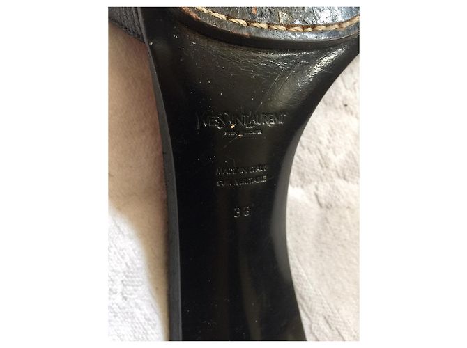 Yves Saint Laurent Vintage YSL Rive Gauche Maultiere Schwarz Silber Hardware - Ansicht 5