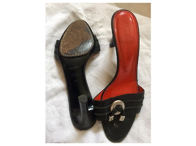 Yves Saint Laurent Vintage YSL Rive Gauche Maultiere Schwarz Silber Hardware - Ansicht 6