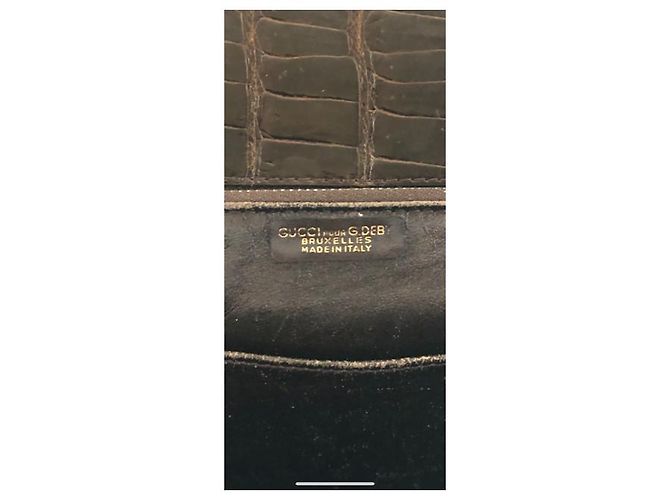 Authentische seltene Vintage Gucci CROCRODILE Tasche Schwarz - Ansicht 10