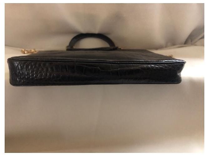Authentische seltene Vintage Gucci CROCRODILE Tasche Schwarz - Ansicht 4