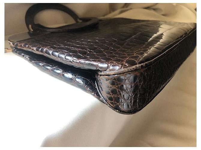 Authentische seltene Vintage Gucci CROCRODILE Tasche Schwarz - Ansicht 5