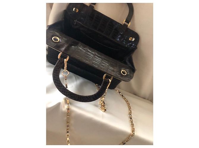 Authentische seltene Vintage Gucci CROCRODILE Tasche Schwarz - Ansicht 7
