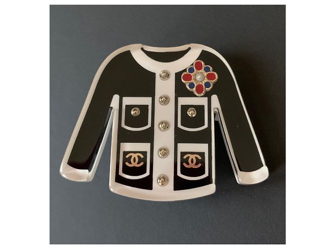 Spilla per spilla classica in resina nera / bianca Chanel Nero - vista 2