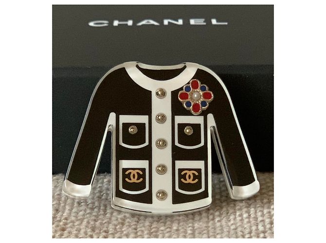 Spilla per spilla classica in resina nera / bianca Chanel Nero - vista 8
