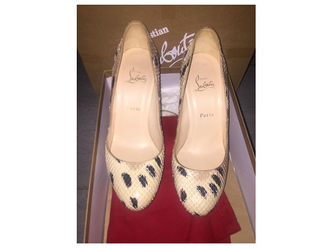 Décolleté Christian Louboutin Purr Python Beige 10 cm - vista 4