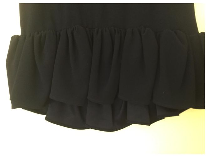 Falda Balenciaga Negra de Acetato con Volante Negro - vista 5