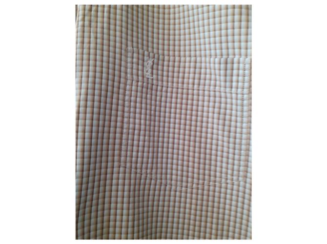 Camicia Yves Saint Laurent in cotone marrone bianco - vista 4