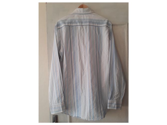 Camicia Hugo Boss in cotone bianca e azzurra Bianco Blu chiaro - vista 3