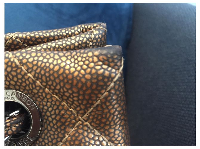 Borsa Shopping Chanel Timeless CC in Pelle Bronzo - vista 4