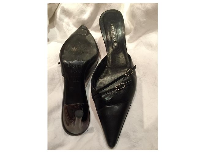 Mule Sergio Rossi in pelle nera con intagli tacco 6 cm Nero - vista 4