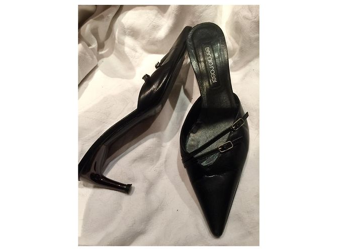 Mule Sergio Rossi in pelle nera con intagli tacco 6 cm Nero - vista 5