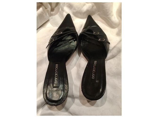 Mule Sergio Rossi in pelle nera con intagli tacco 6 cm Nero - vista 7