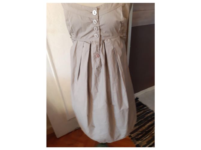 Autre Marque Vestido Paracaidista de Algodón Crema Crudo - vista 3