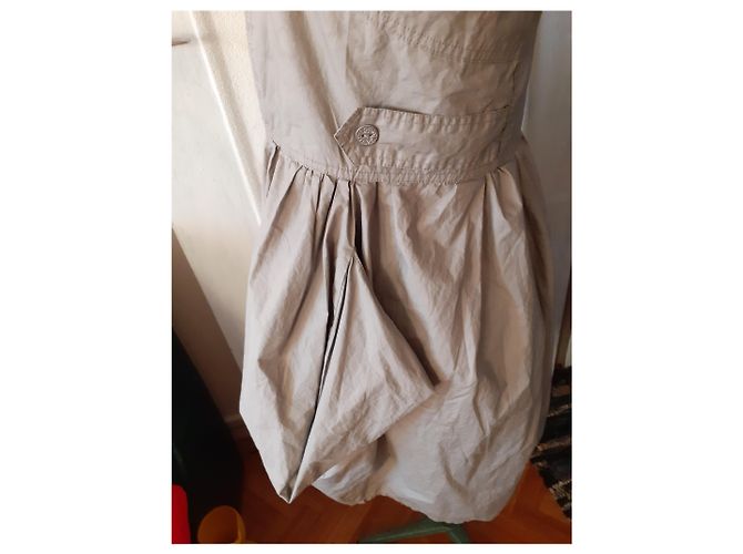 Autre Marque Vestido Paracaidista de Algodón Crema Crudo - vista 4