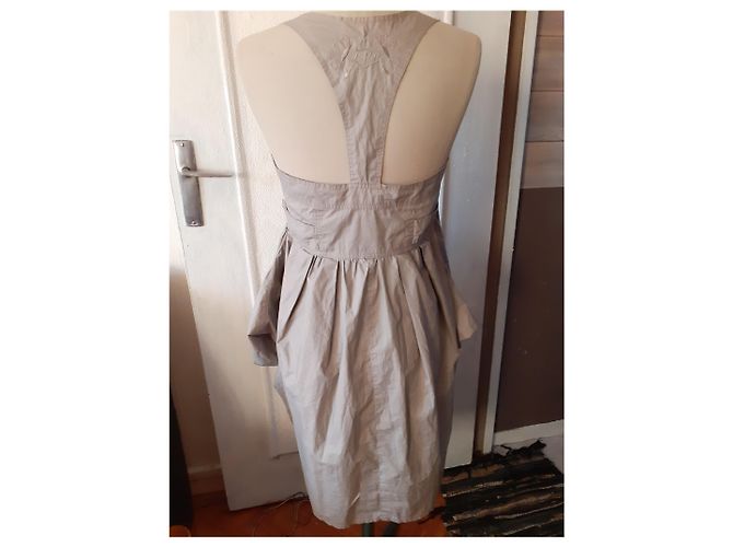 Autre Marque Vestido Paracaidista de Algodón Crema Crudo - vista 6