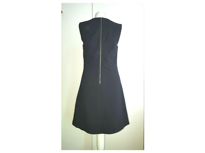 Diane Von Furstenberg DvF Metallic Kleid mit freiliegendem Reißverschluss Schwarz Metallisch - Ansicht 2