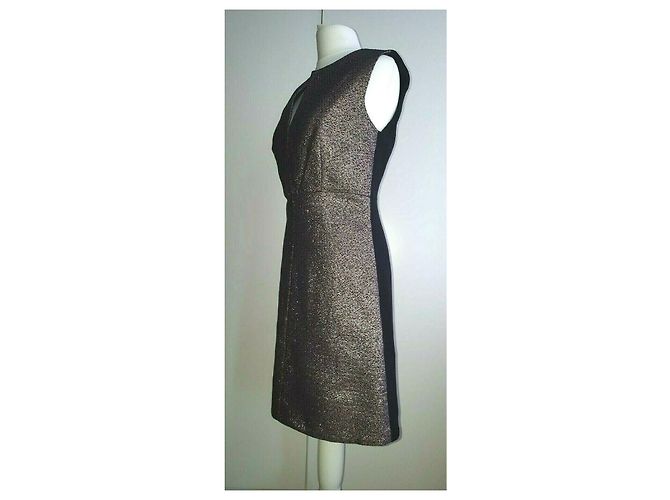 Diane Von Furstenberg DvF Metallic Kleid mit freiliegendem Reißverschluss Schwarz Metallisch - Ansicht 3