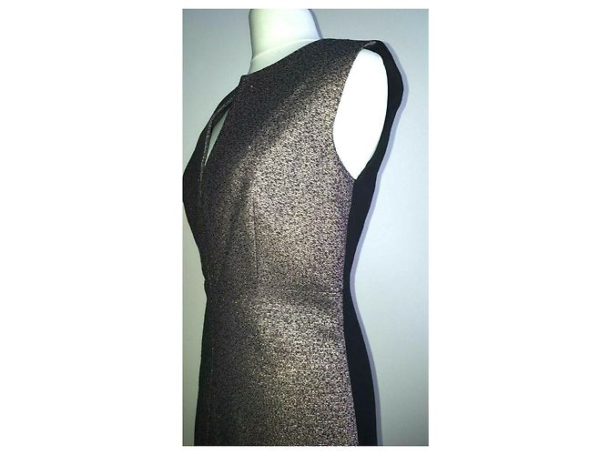 Diane Von Furstenberg DvF Metallic Kleid mit freiliegendem Reißverschluss Schwarz Metallisch - Ansicht 4
